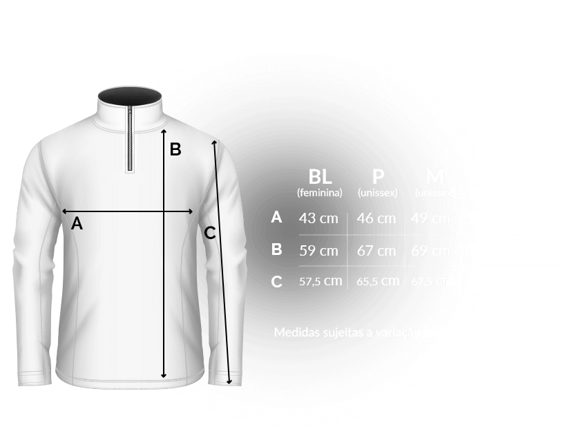 Tamanhos camiseta